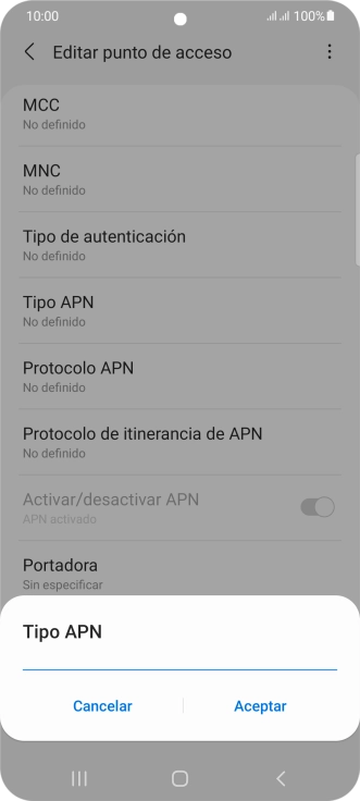 Introduce default y pulsa Aceptar.