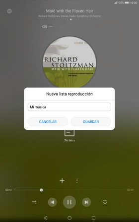Introduce el nombre deseado de la lista de reproducción y pulsa GUARDAR.