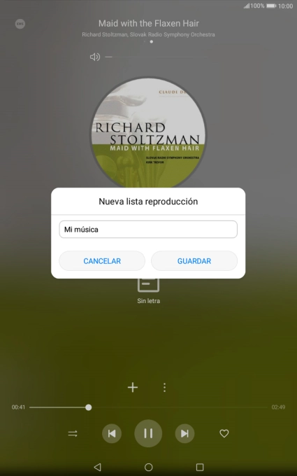 Introduce el nombre deseado de la lista de reproducción y pulsa GUARDAR.