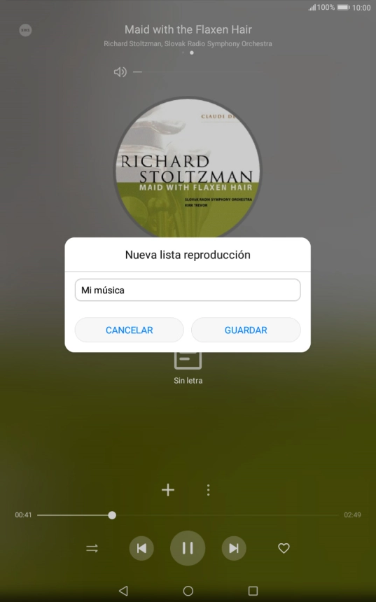 Introduce el nombre deseado de la lista de reproducción y pulsa GUARDAR.