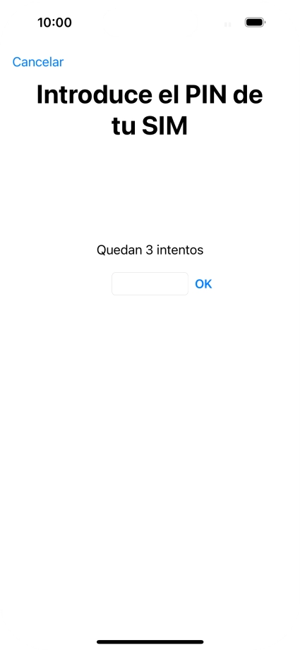 Si es necesario desbloquear la tarjeta SIM, introduce el código PIN y pulsa OK.
