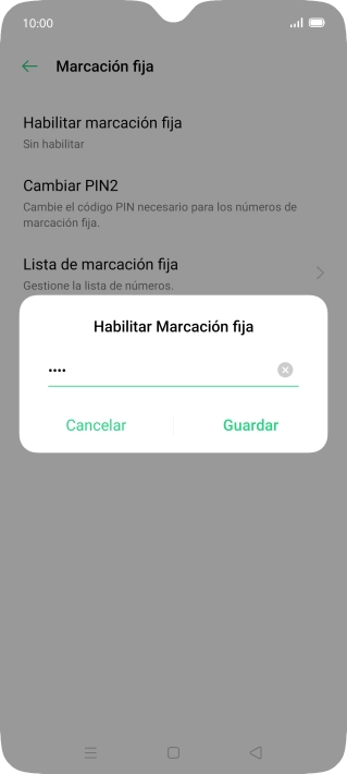 Introduce el código PIN2 y pulsa Guardar.