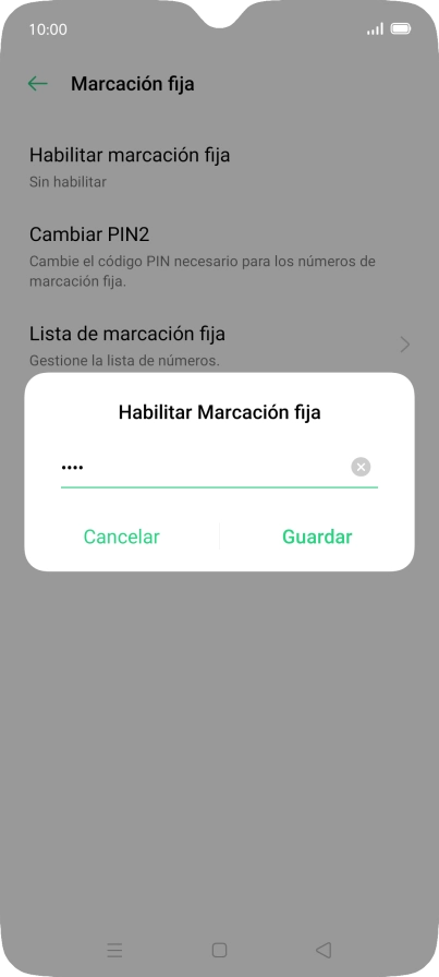 Introduce el código PIN2 y pulsa Guardar.