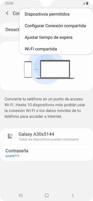 Pulsa Configurar Conexión compartida.