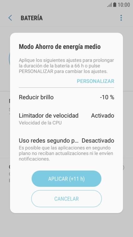 Pulsa APLICAR para activar la función.