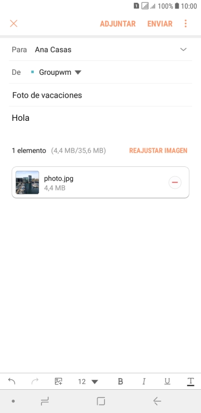 Pulsa ENVIAR cuando hayas terminado de escribir el correo electrónico.