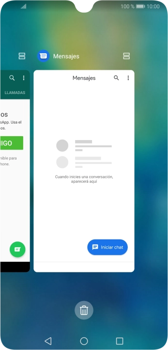 Para cerrar una sola aplicación en ejecución, desliza el dedo hacia arriba sobre la aplicación deseada.