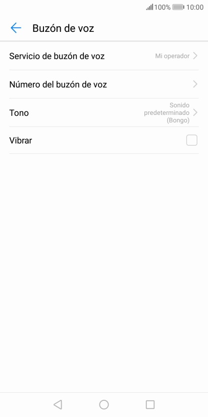 Pulsa Número del buzón de voz.