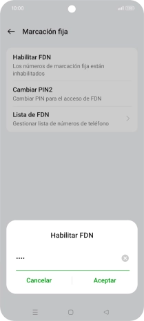 Introduce el código PIN2 y pulsa Aceptar.