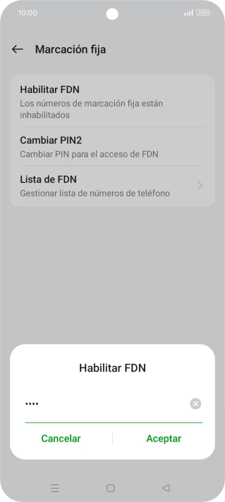 Introduce el código PIN2 y pulsa Aceptar.