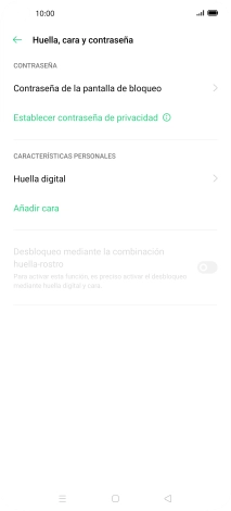 Pulsa Huella digital e introduce el código de seguridad extra que has creado anteriormente.