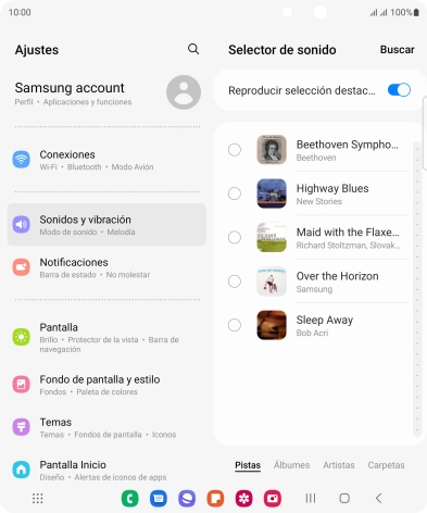 Pulsa los timbres de llamada deseados para escucharlos.