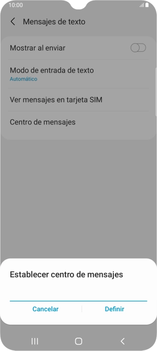 Introduce +34607003110 y pulsa Definir.