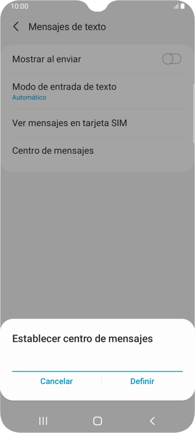 Introduce +34607003110 y pulsa Definir.