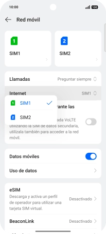Pulsa la SIM de la línea móvil deseada.
