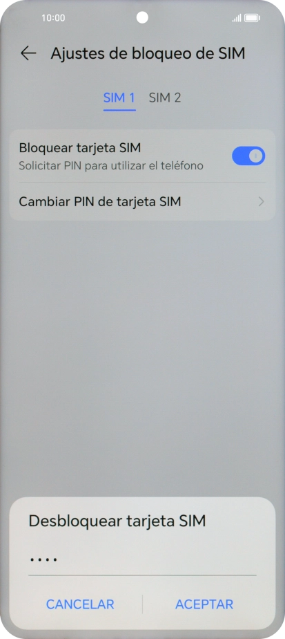 Introduce tu código PIN y pulsa ACEPTAR.