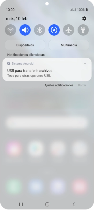 Pulsa Toca para otras opciones USB..