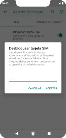 Introduce tu código PIN y pulsa ACEPTAR.