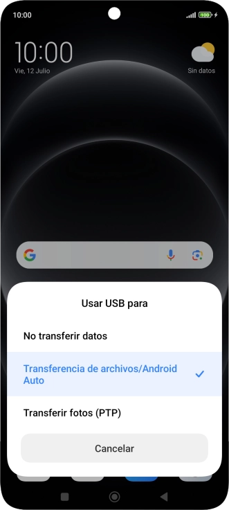 Pulsa Transferencia de archivos/Android Auto.