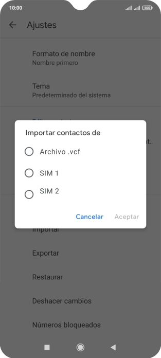 Pulsa la tarjeta SIM deseada.