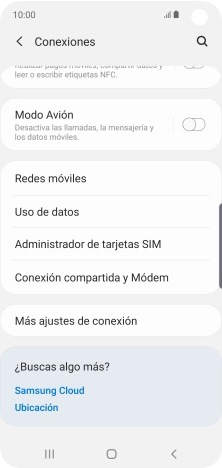 Pulsa Conexión compartida y Módem.