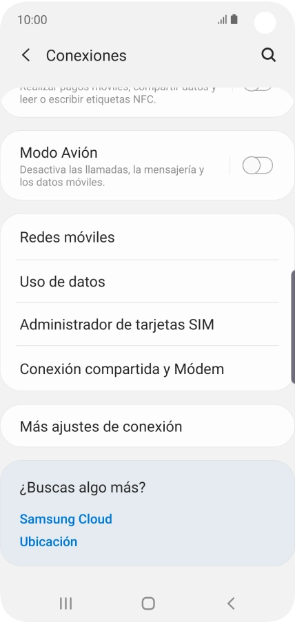 Pulsa Conexión compartida y Módem.