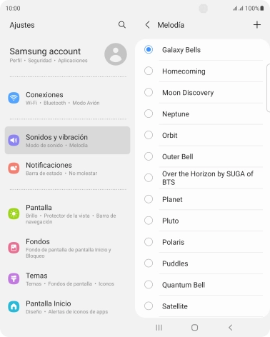 Pulsa el icono de añadir timbre de llamada.
