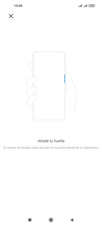 Sigue las indicaciones de la pantalla para crear una huella digital como código de seguridad.