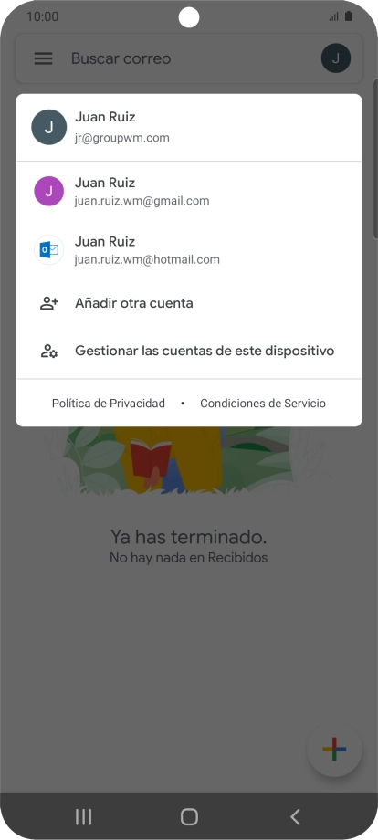 Pulsa la cuenta de correo electrónico deseada.