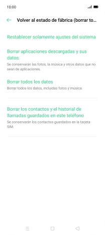 Pulsa Borrar todos los datos.