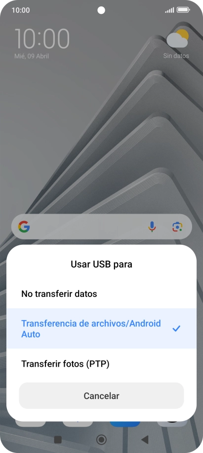Pulsa Transferencia de archivos/Android Auto.