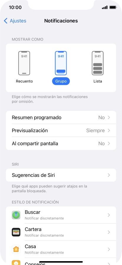 Pulsa Resumen programado.
