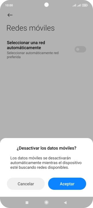 Pulsa Aceptar y espera mientras el teléfono está buscando redes.