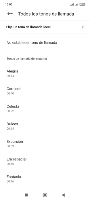Pulsa Elija un tono de llamada local.