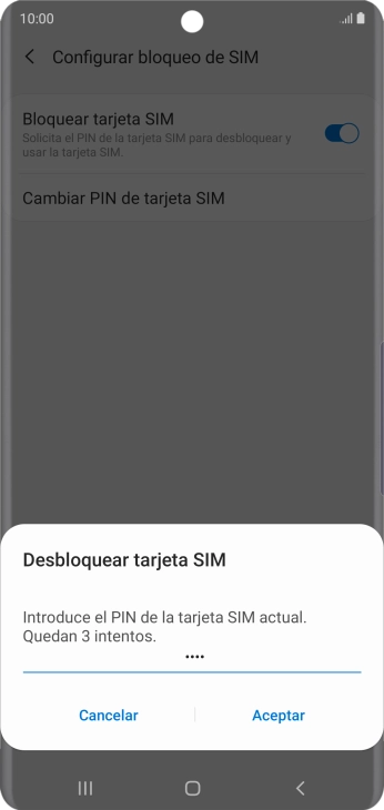 Introduce tu código PIN y pulsa Aceptar.