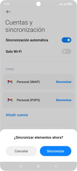 Si activas la función, pulsa Sincronizar.