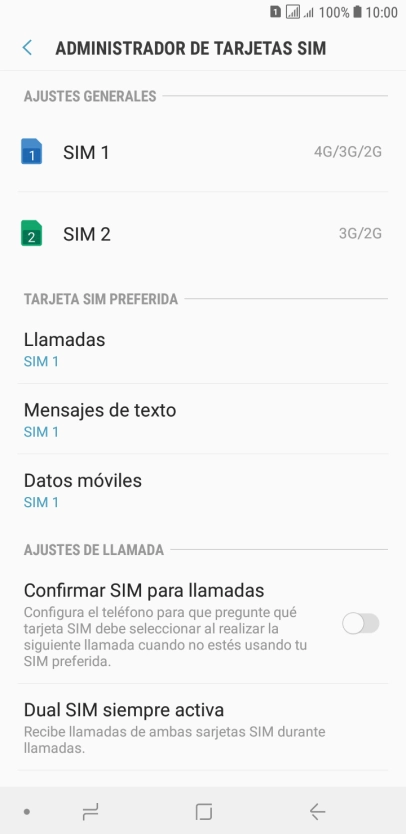 Pulsa la tarjeta SIM deseada.