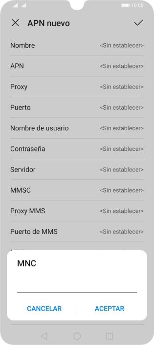 Introduce 01 y pulsa ACEPTAR.