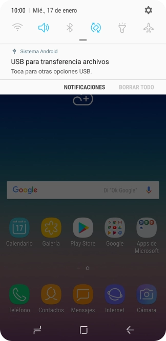 Pulsa Toca para otras opciones USB..