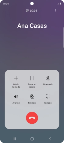 Pulsa el icono de finalizar llamada.