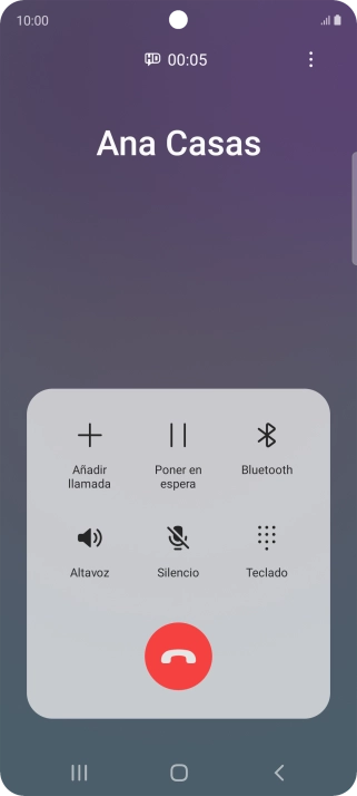 Pulsa el icono de finalizar llamada.