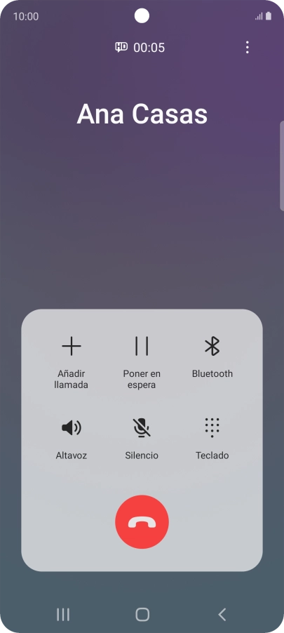 Pulsa el icono de finalizar llamada.