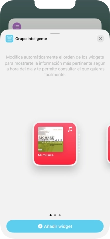 Desliza el dedo hacia la derecha o hacia la izquierda por la pantalla para seleccionar el tamaño de widget deseado.