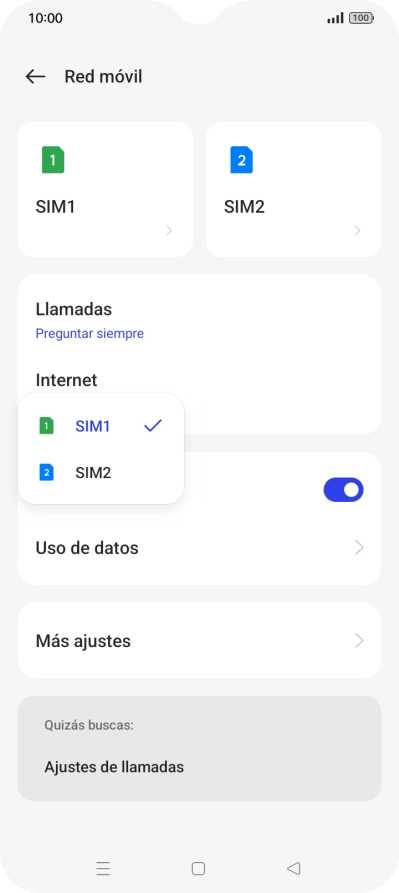 Pulsa la tarjeta SIM deseada.