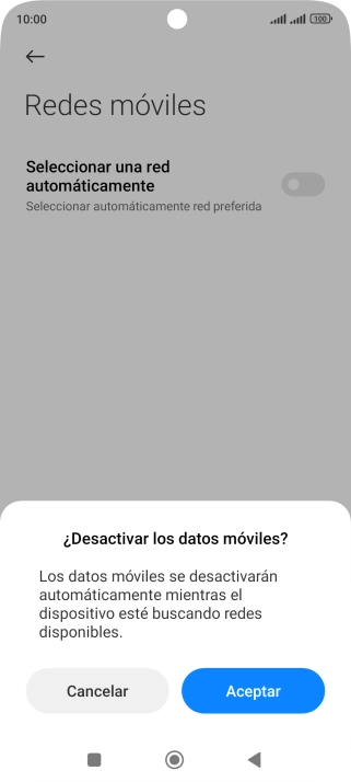 Pulsa Aceptar y espera mientras el teléfono está buscando redes.