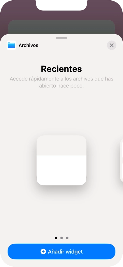 Desliza el dedo hacia la derecha o hacia la izquierda por la pantalla para seleccionar el tamaño de widget deseado.