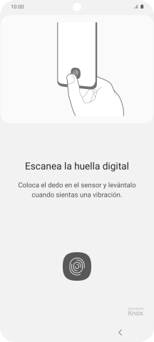 Sigue las indicaciones de la pantalla para crear una huella digital como código de seguridad.