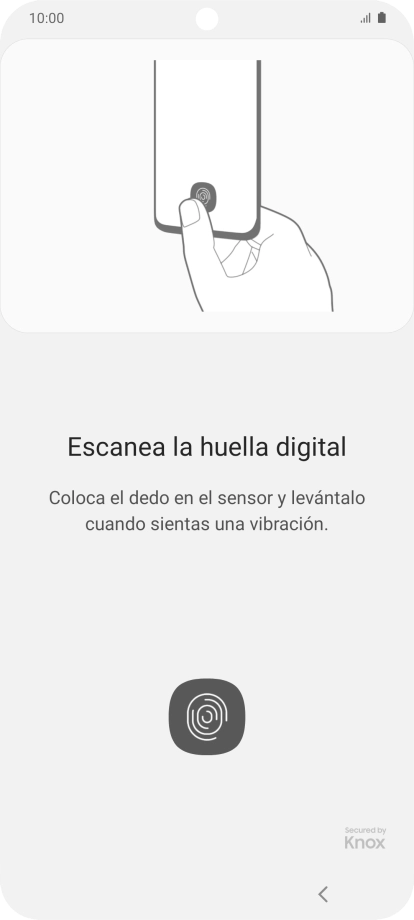 Sigue las indicaciones de la pantalla para crear una huella digital como código de seguridad.