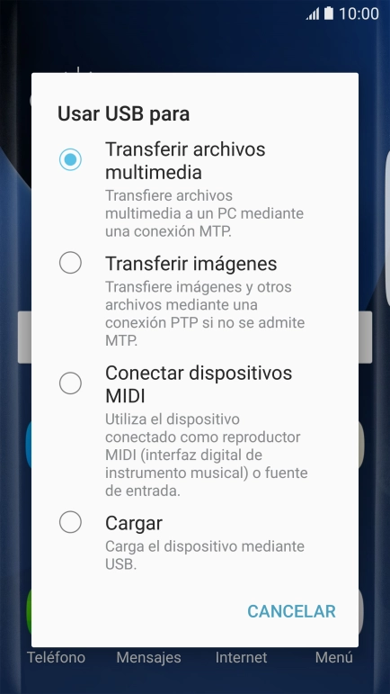 Pulsa Transferir archivos multimedia para activar la función.