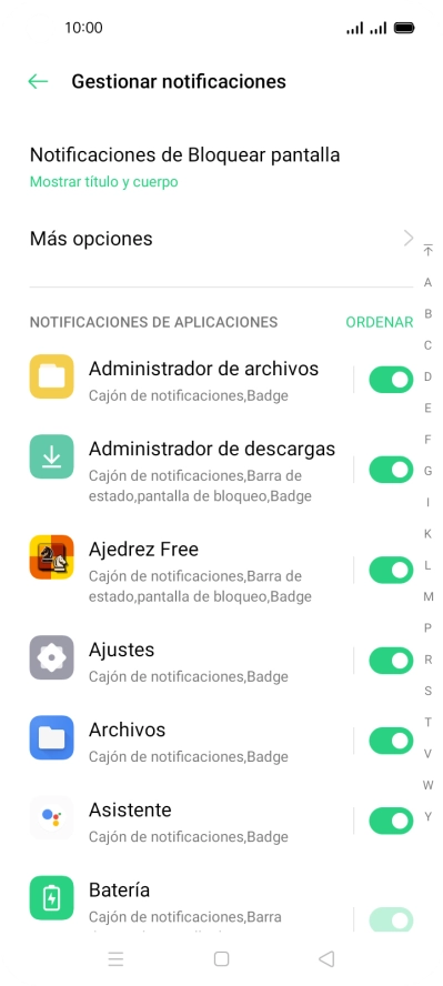 Pulsa el indicador junto a las apps deseadas para activar o desactivar la función.